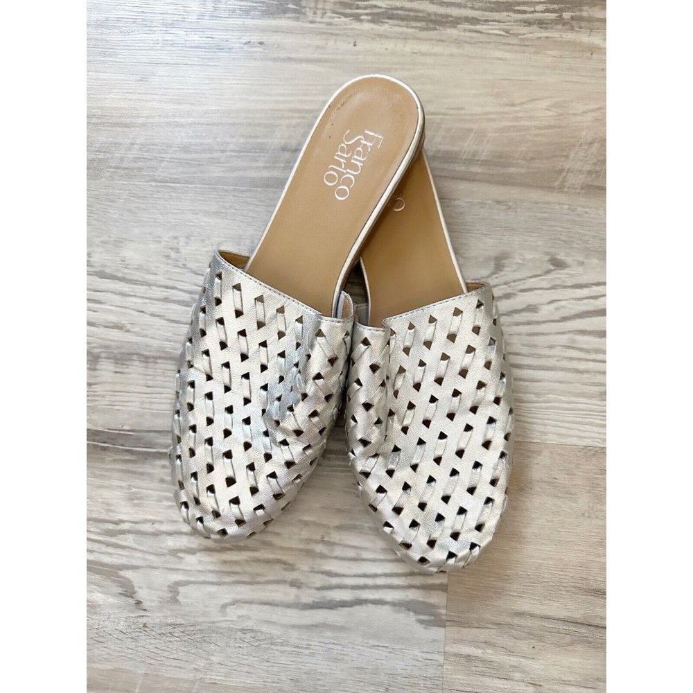 Franco Sarto Women's Silver Metallic L-Glena2 Leather Slip On Mules Size 9 - Picture 4 of 11
